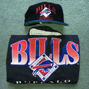 Vintage 1993 Buffalo Bills Hoodie and Matching Hat